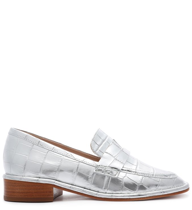 Schutz x Ginger Mocassim Croco Prata Schutz x Ginger Mocassim Croco Prata