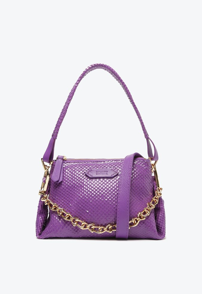 Bolsa Tiracolo Abby Couro Snake Roxo