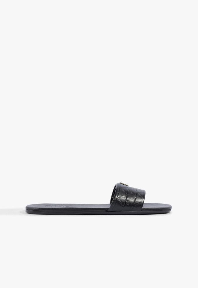 Slide Fresh Boho Couro Preto