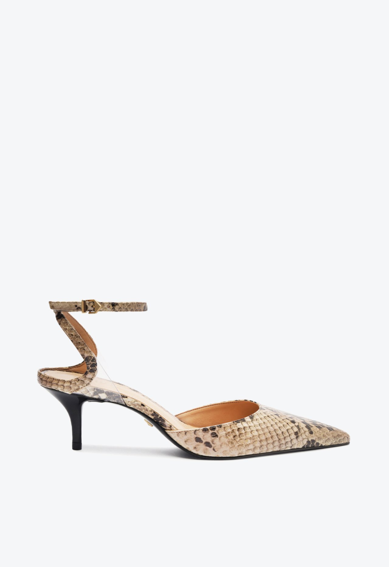 Sandália Scarpin Salto Baixo Skye Couro Snake | Schutz