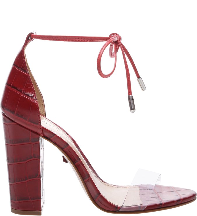 Sandália Salto Vinil Croco Red Sandália Salto Vinil Croco Red