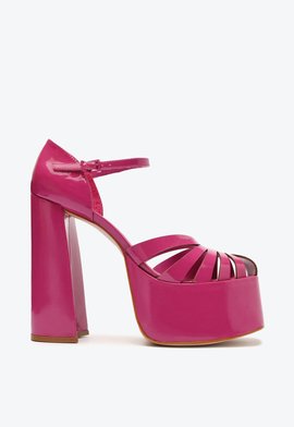 Sandália Ellye Plataforma Verniz Rosa