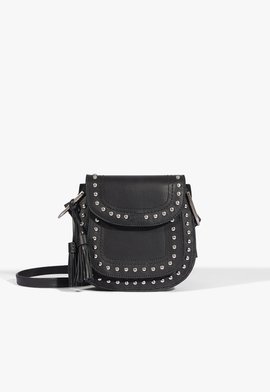 Bolsa Tiracolo Couro Tachas Preta