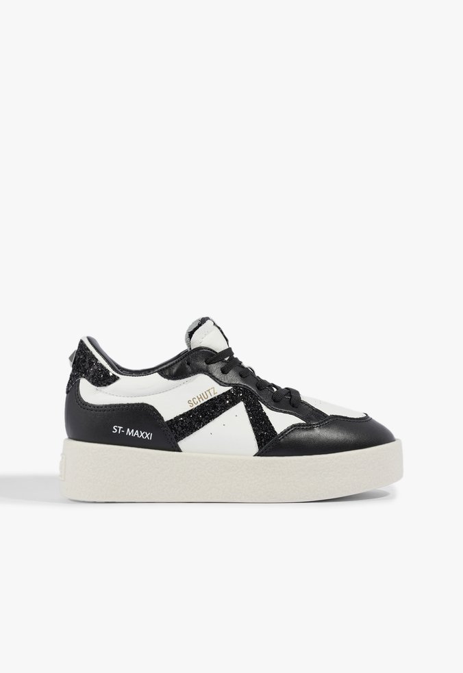 Tênis ST Flatform Couro Preto e Branco