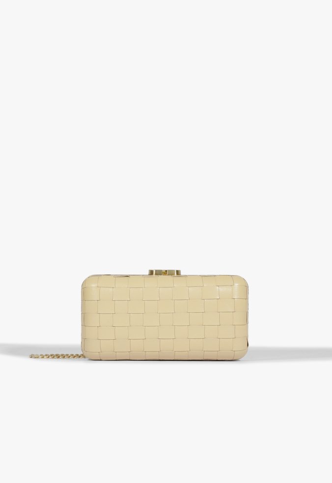Bolsa Clutch Couro Tramado Bege