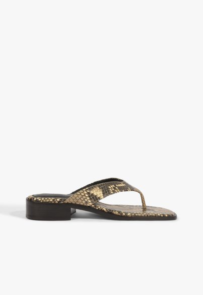 Sandália Mule Salto baixo Couro Animal Print