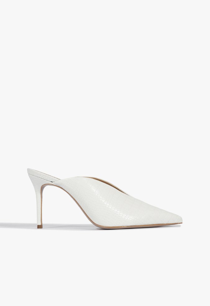 Sapato Mule Cava Croco Branco