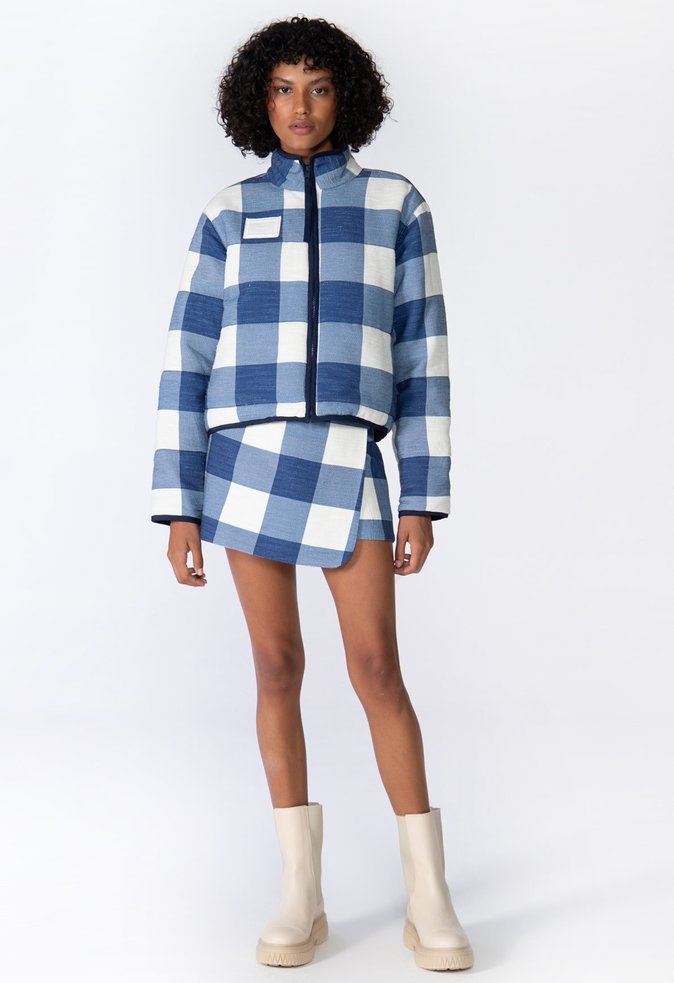 Jaqueta Puffer Mariana Xadrez Azul | Schutz
